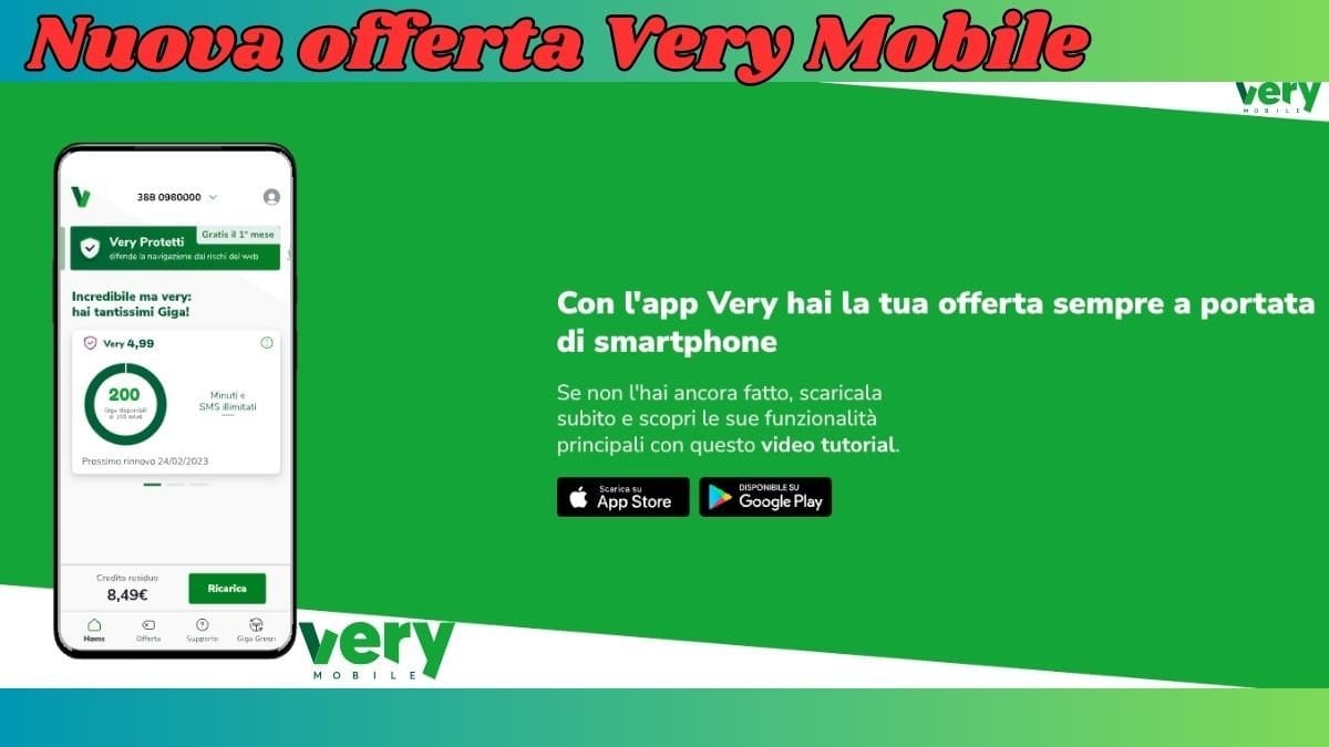 Nuova offerta Very Mobile: a soli 4,99 euro puoi ricevere 200 giga
